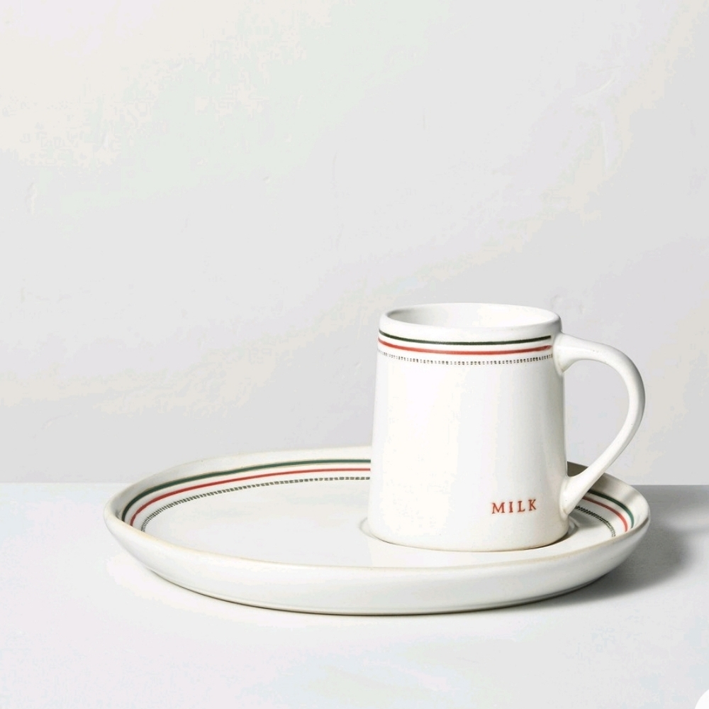 Hearth & Hand Milk+Cookies Set in Holiday Stripes